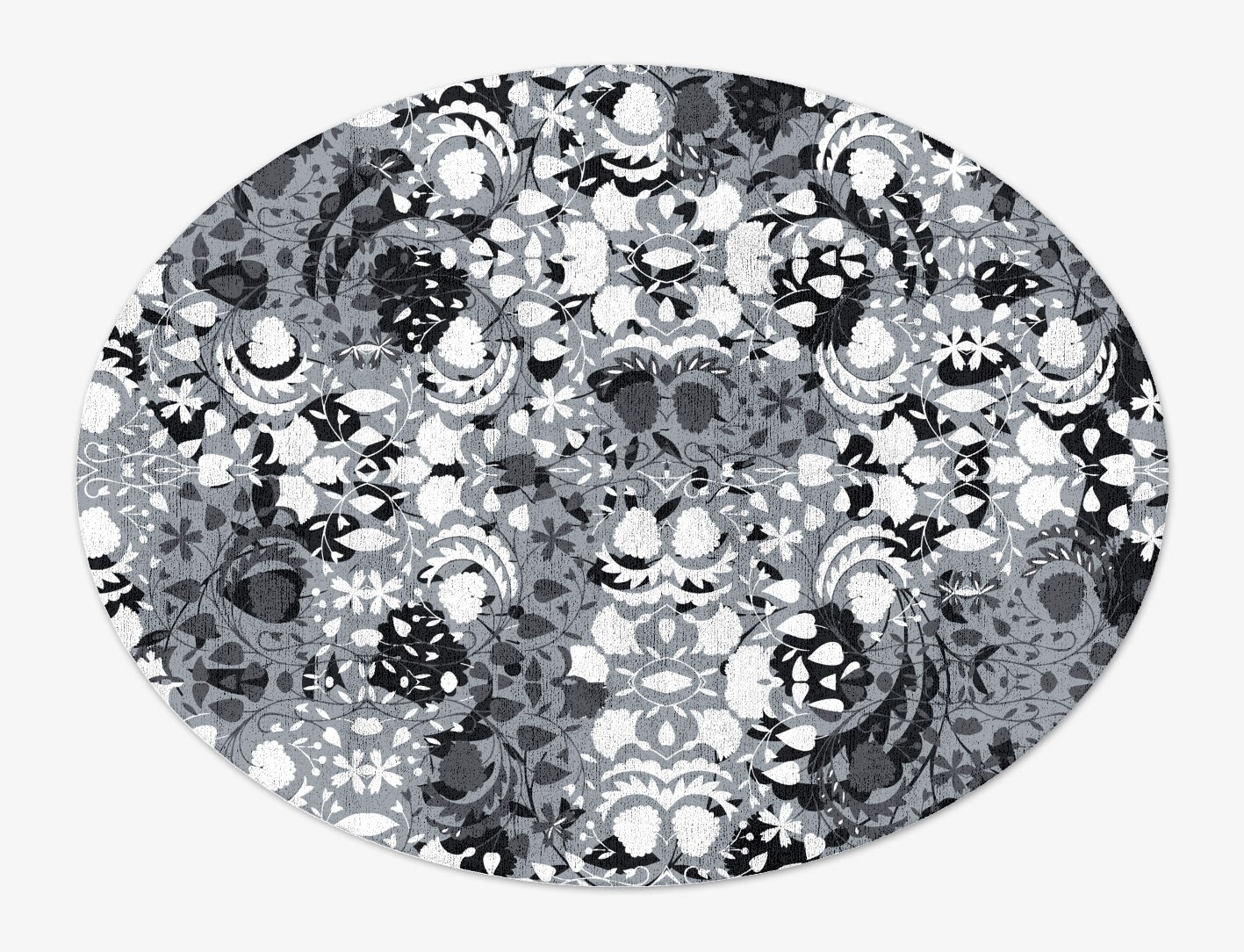 Frosty Sedge Monochrome Oval Hand Tufted Bamboo Silk Custom Rug by Rug Artisan