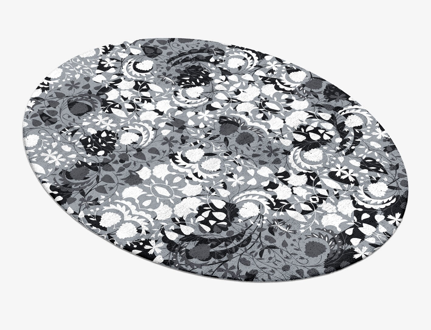Frosty Sedge Monochrome Oval Hand Tufted Bamboo Silk Custom Rug by Rug Artisan