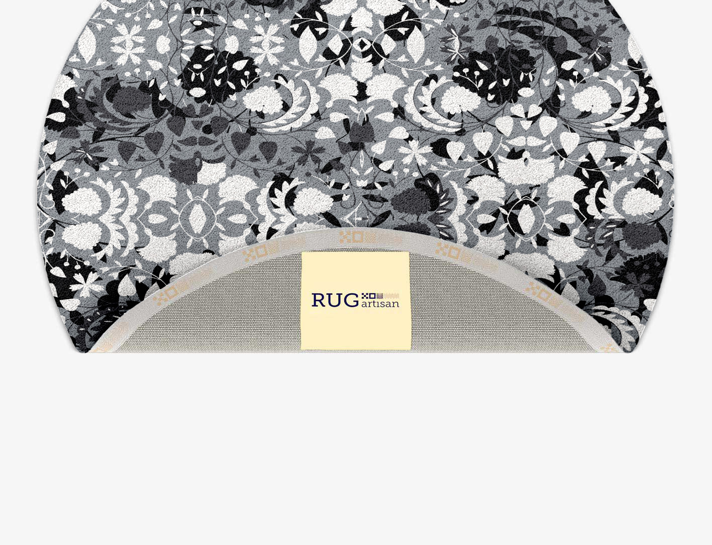 Frosty Sedge Monochrome Round Hand Tufted Pure Wool Custom Rug by Rug Artisan