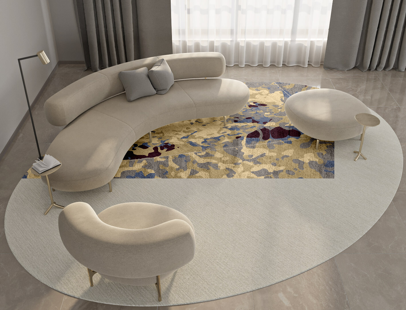 Frothy Surface Art Oval Hand Knotted Bamboo Silk Custom Rug by Rug Artisan