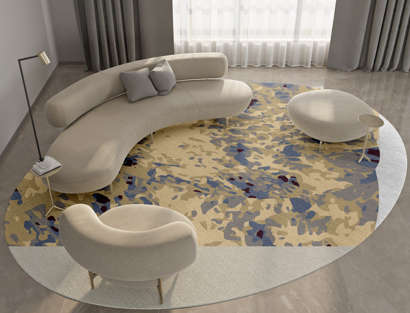 Frothy Surface Art Oval Hand Tufted Pure Wool Custom Rug by Rug Artisan