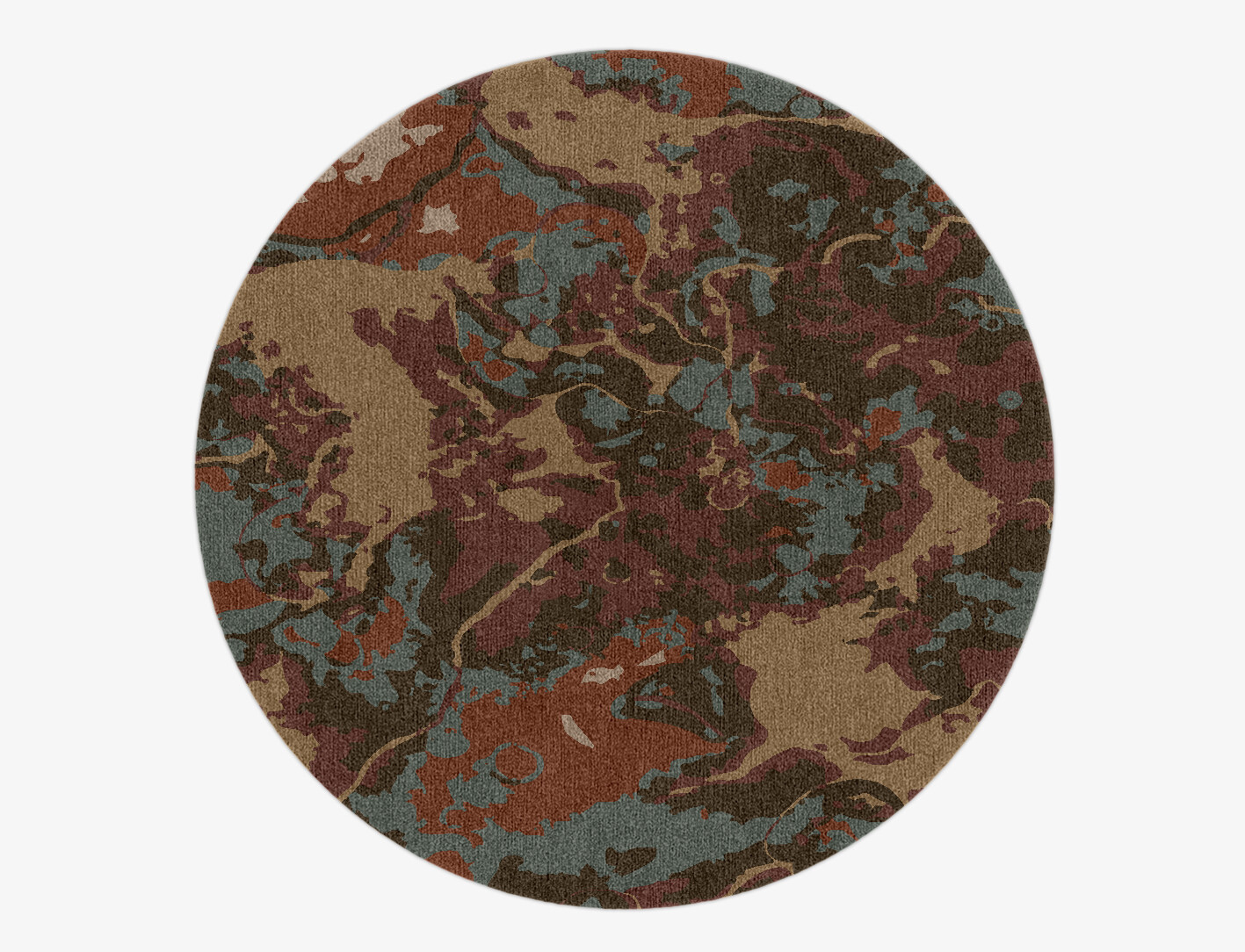Fusion Surface Art Round Hand Knotted Tibetan Wool Custom Rug by Rug Artisan
