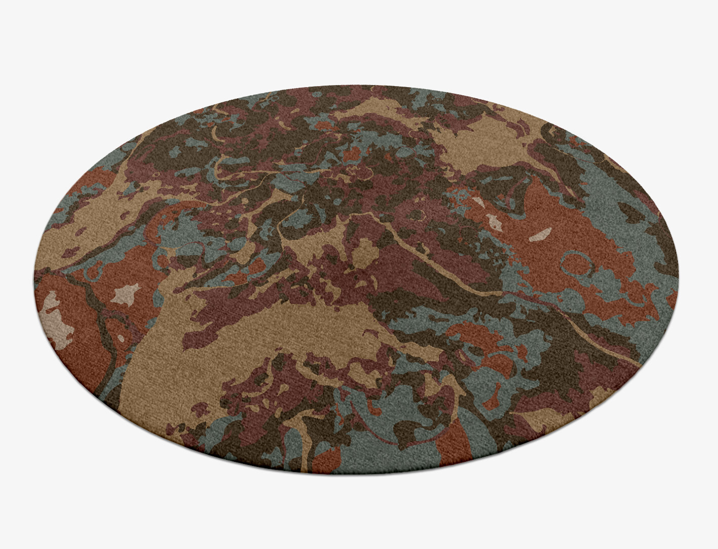 Fusion Surface Art Round Hand Knotted Tibetan Wool Custom Rug by Rug Artisan