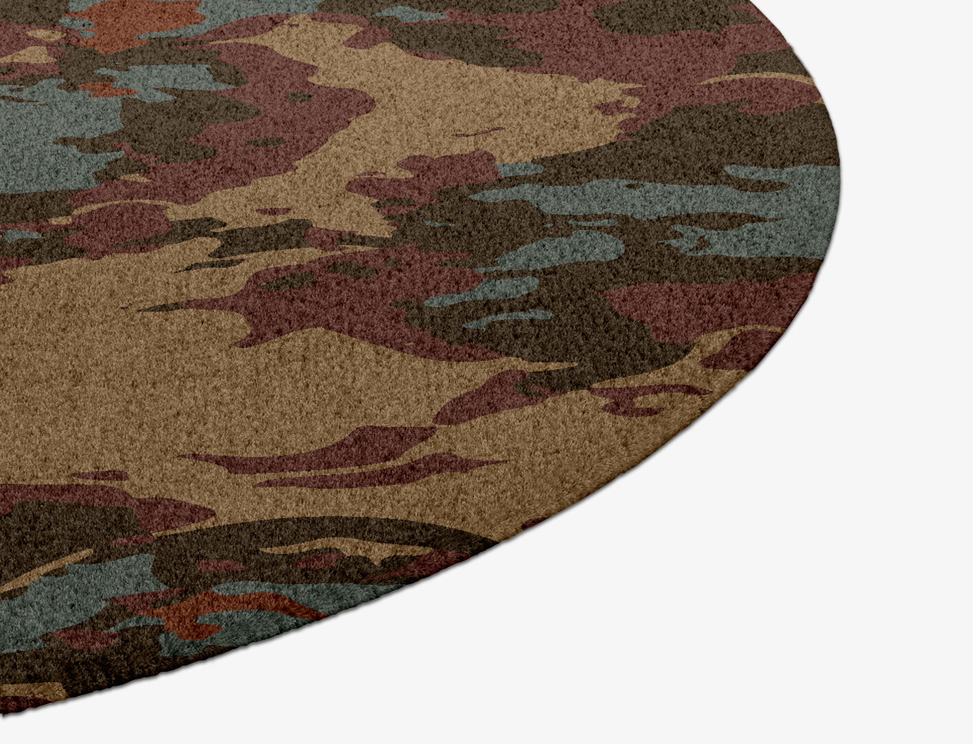 Fusion Surface Art Round Hand Knotted Tibetan Wool Custom Rug by Rug Artisan