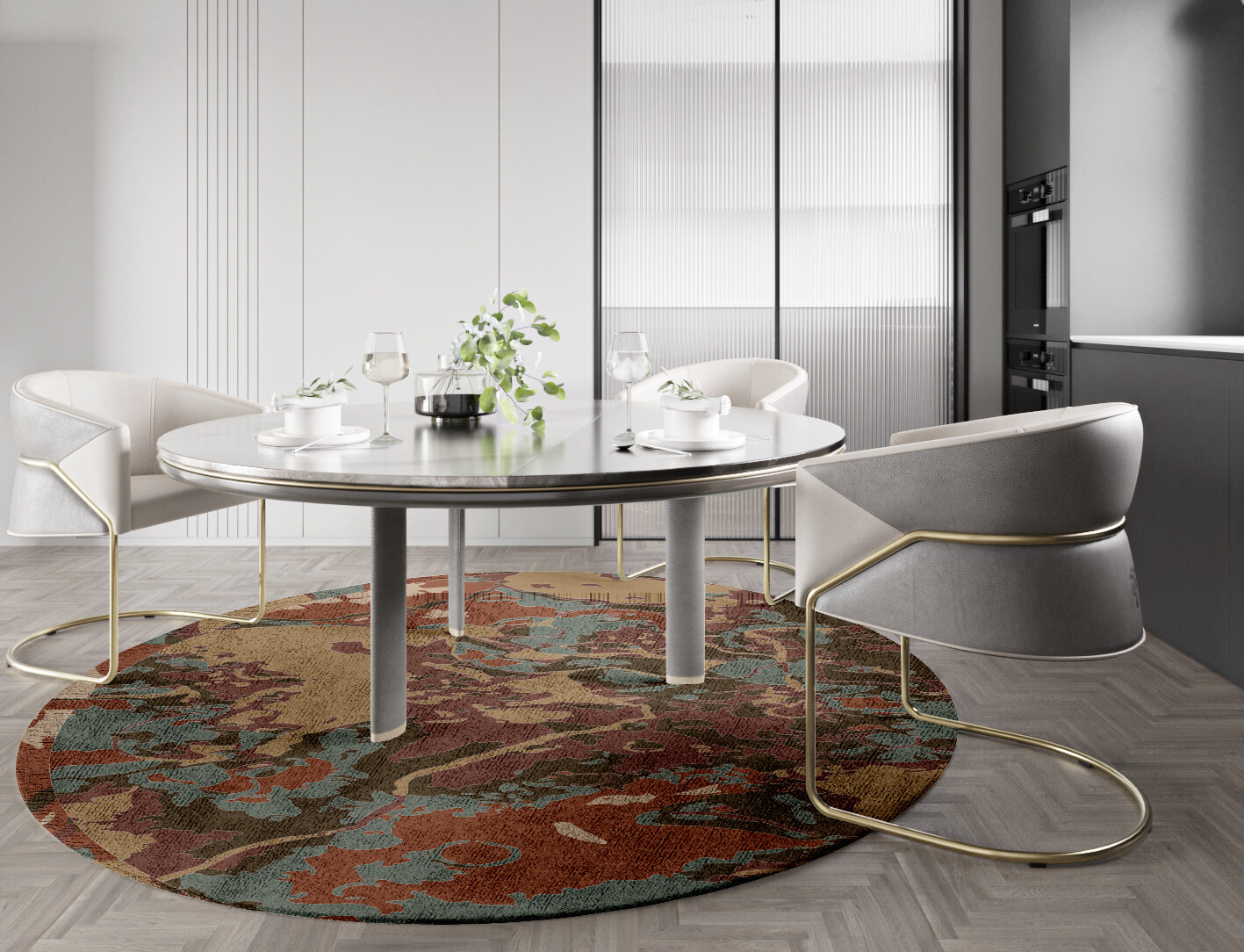 Fusion Surface Art Round Hand Tufted Bamboo Silk Custom Rug by Rug Artisan