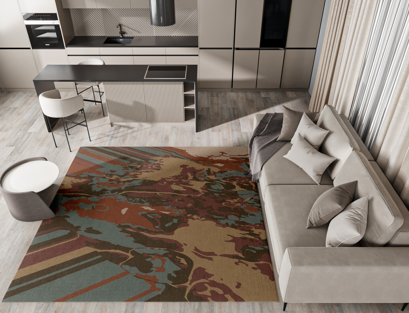 Fusion Surface Art Square Hand Tufted Pure Wool Custom Rug by Rug Artisan