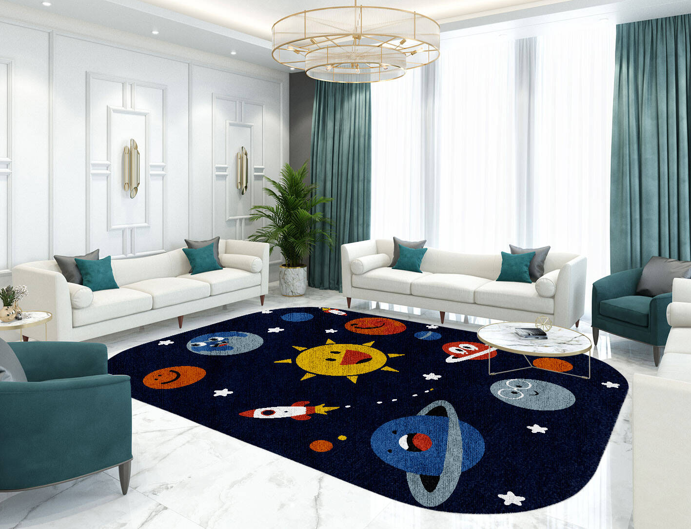 Galaxsee Kids Oblong Hand Knotted Bamboo Silk Custom Rug by Rug Artisan