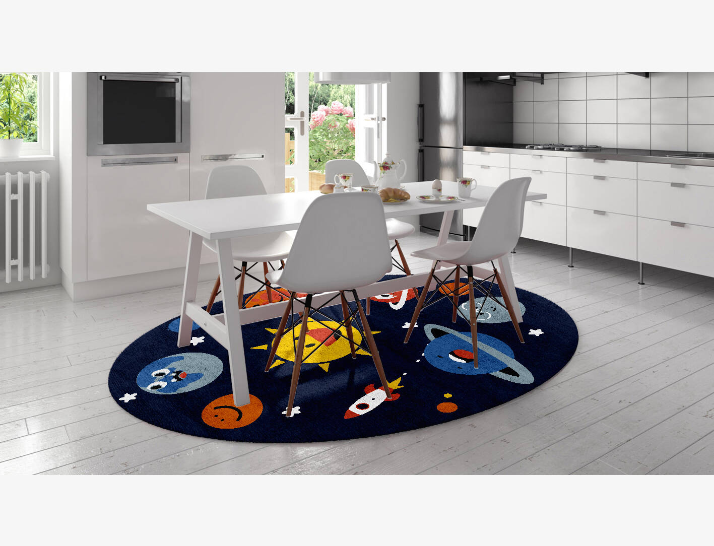 Galaxsee Kids Oval Hand Knotted Bamboo Silk Custom Rug by Rug Artisan