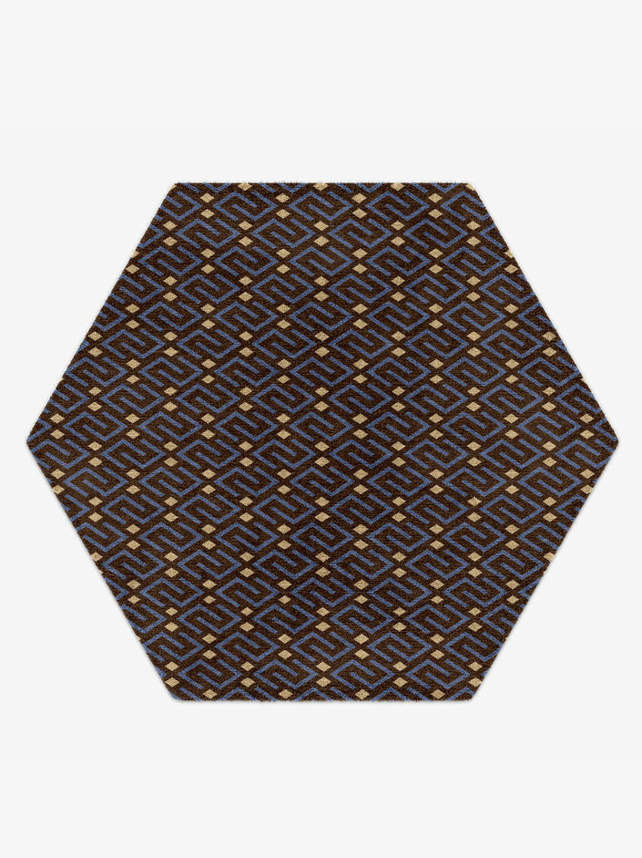 Galaxy Geometric Hexagon Hand Knotted Tibetan Wool Custom Rug by Rug Artisan