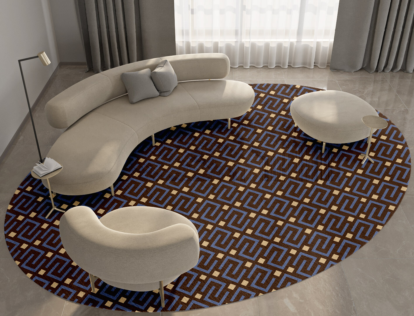 Galaxy Geometric Oval Hand Knotted Bamboo Silk Custom Rug by Rug Artisan
