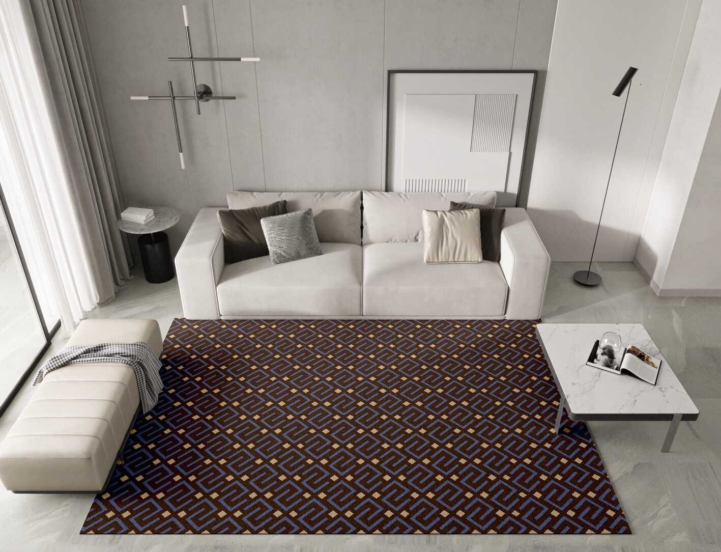 Galaxy Geometric Rectangle Hand Knotted Tibetan Wool Custom Rug by Rug Artisan