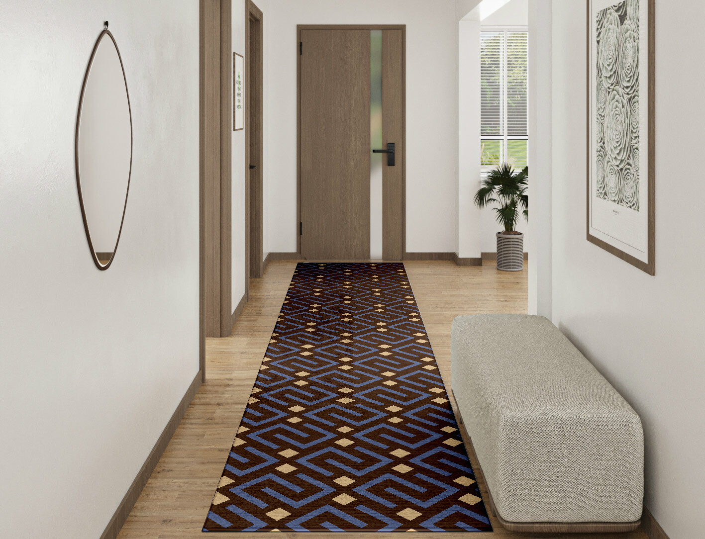 Galaxy Geometric Runner Hand Knotted Bamboo Silk Custom Rug by Rug Artisan