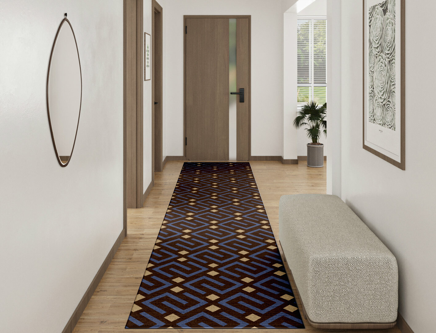 Galaxy Geometric Runner Hand Knotted Tibetan Wool Custom Rug by Rug Artisan