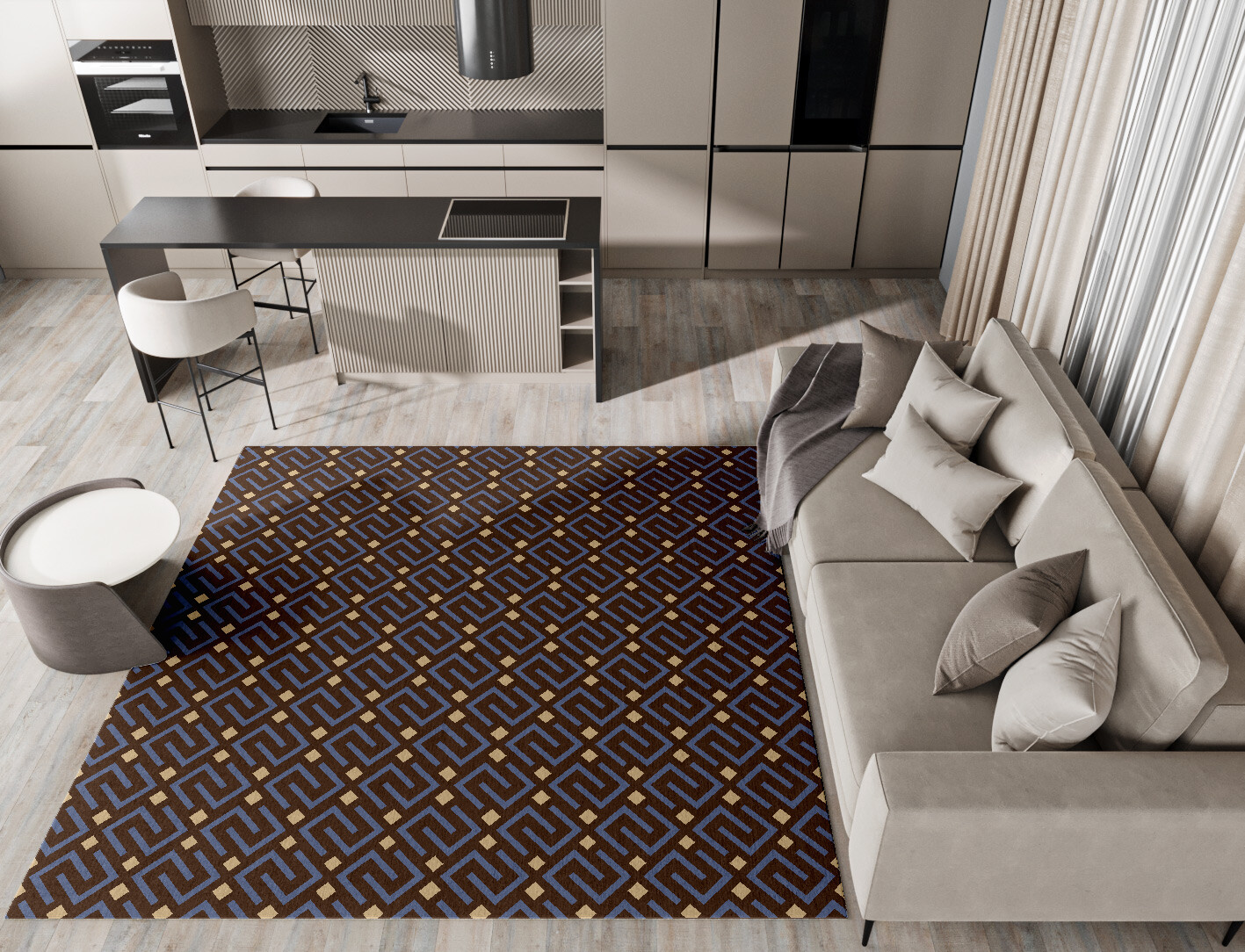 Galaxy Geometric Square Hand Knotted Tibetan Wool Custom Rug by Rug Artisan