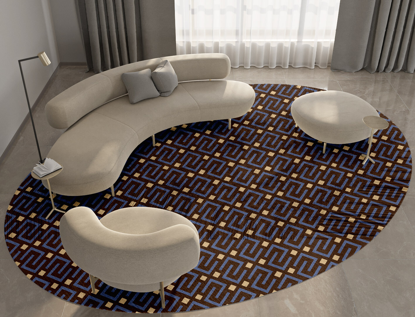 Galaxy Geometric Oval Hand Tufted Bamboo Silk Custom Rug by Rug Artisan