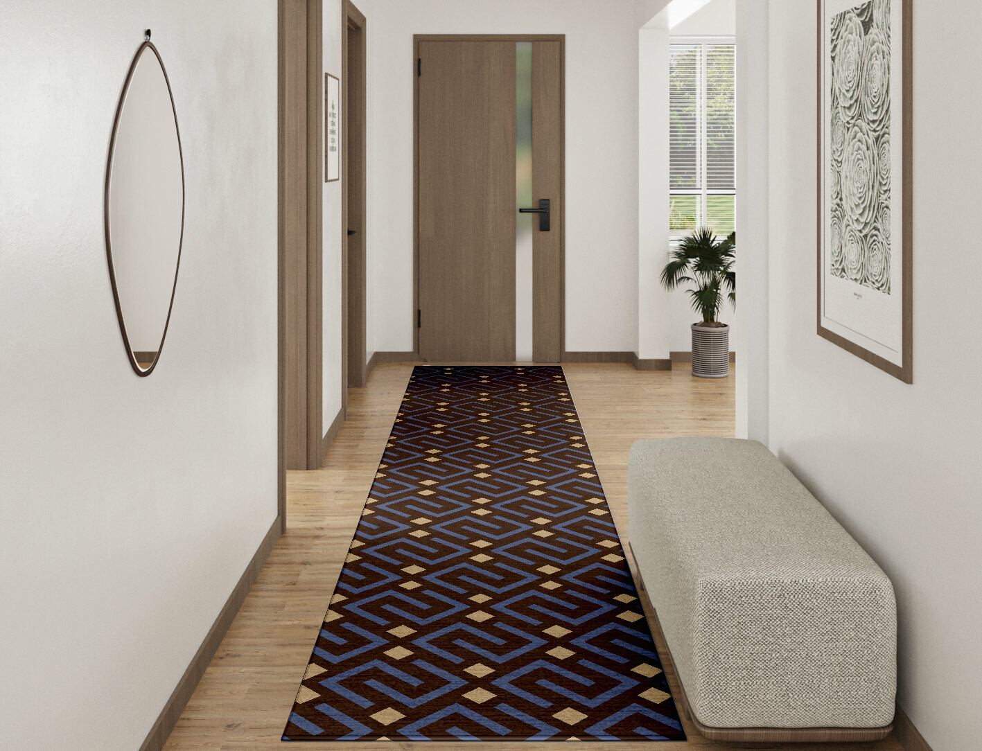 Galaxy Geometric Runner Hand Tufted Pure Wool Custom Rug by Rug Artisan