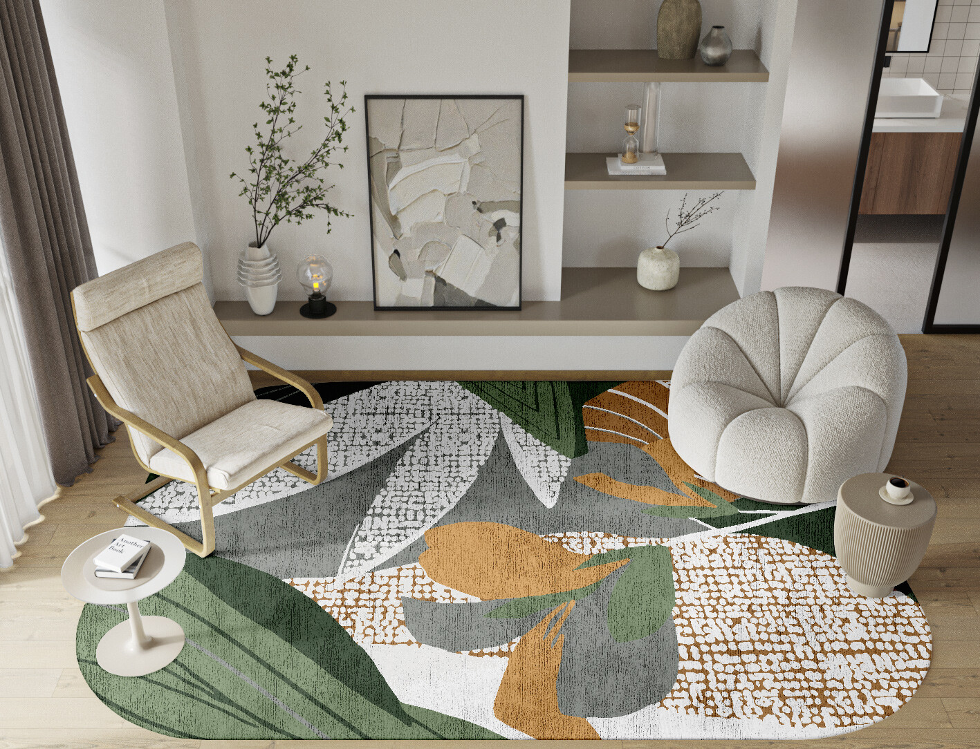 Garth Field of Flowers Oblong Hand Knotted Bamboo Silk Custom Rug by Rug Artisan