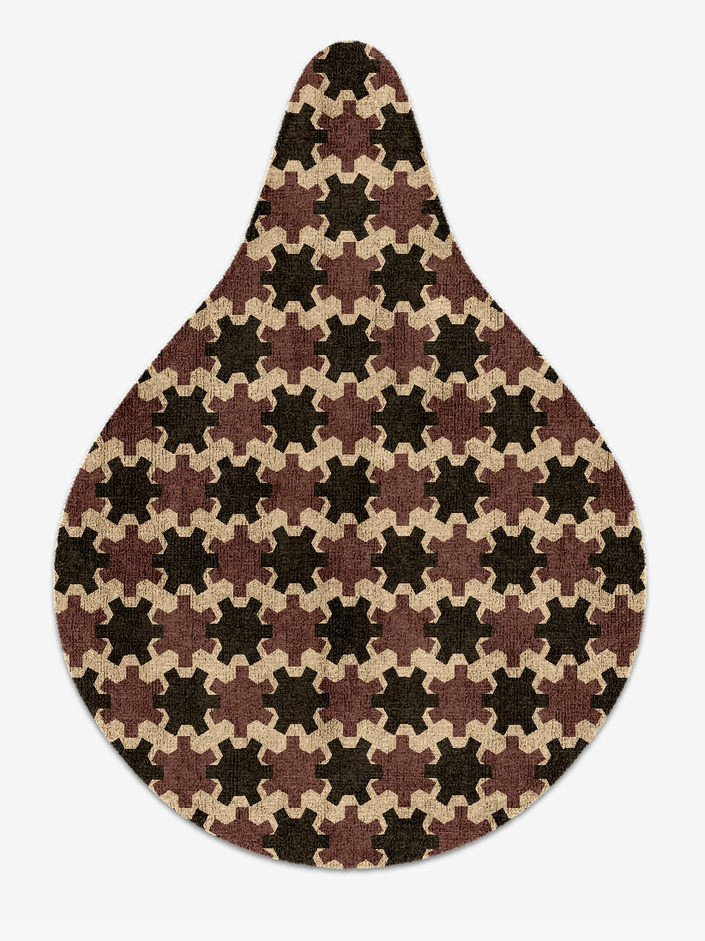 Gears Geometric Drop Hand Knotted Bamboo Silk Custom Rug by Rug Artisan