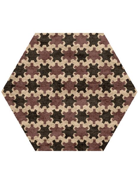 Gears Geometric Hexagon Hand Knotted Bamboo Silk Custom Rug by Rug Artisan