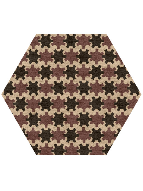 Gears Geometric Hexagon Hand Knotted Tibetan Wool Custom Rug by Rug Artisan