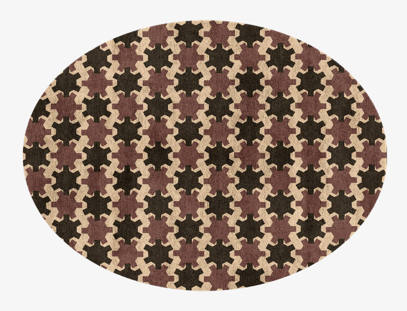 Gears Geometric Oval Hand Knotted Bamboo Silk Custom Rug by Rug Artisan
