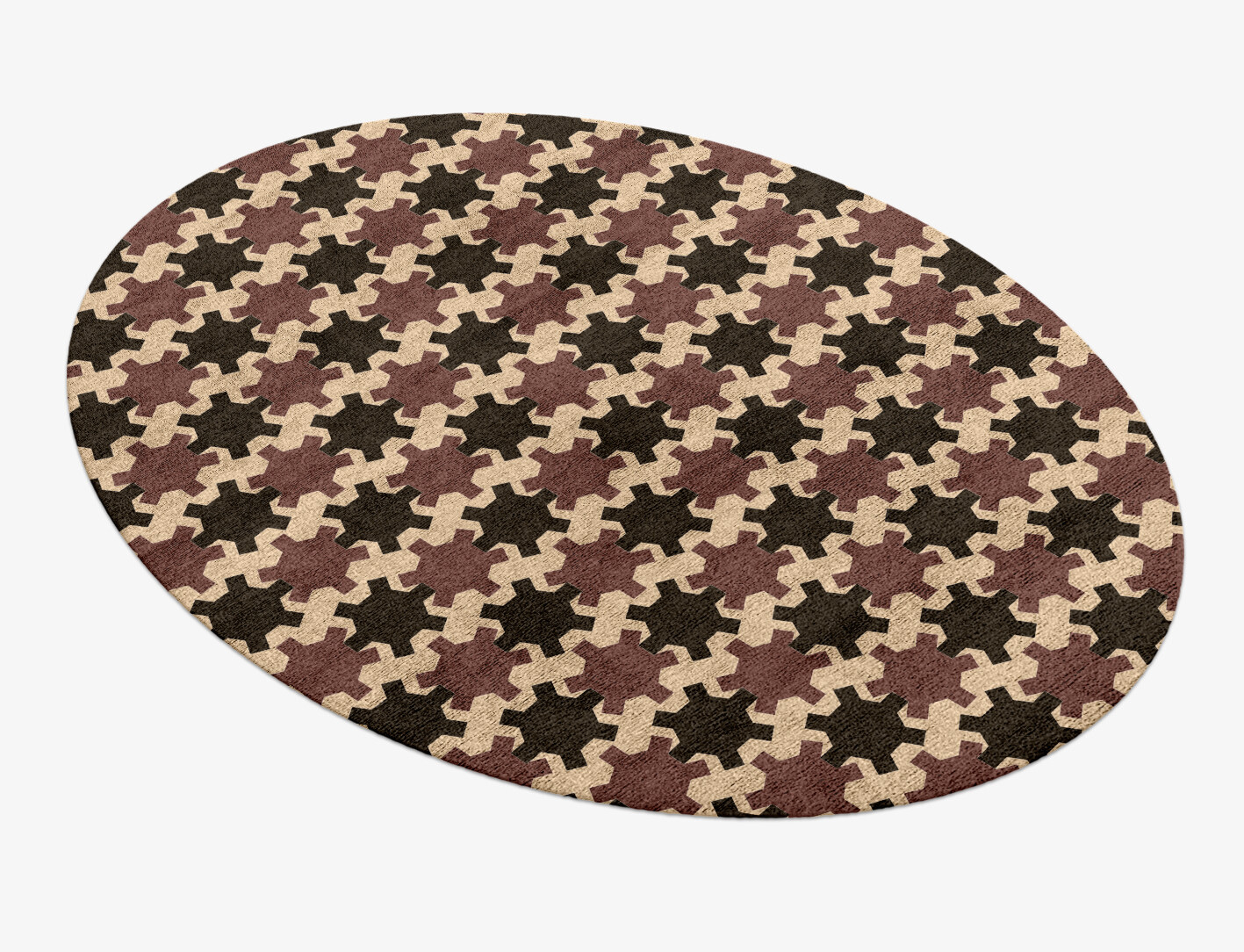 Gears Geometric Oval Hand Knotted Bamboo Silk Custom Rug by Rug Artisan