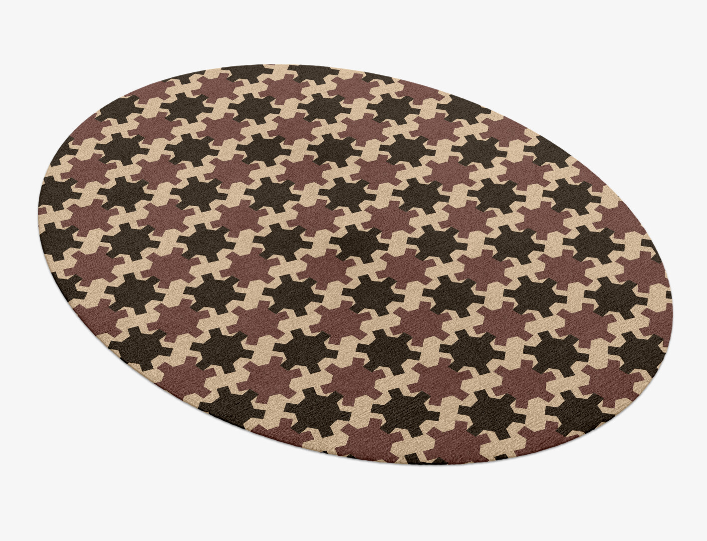 Gears Geometric Oval Hand Knotted Tibetan Wool Custom Rug by Rug Artisan