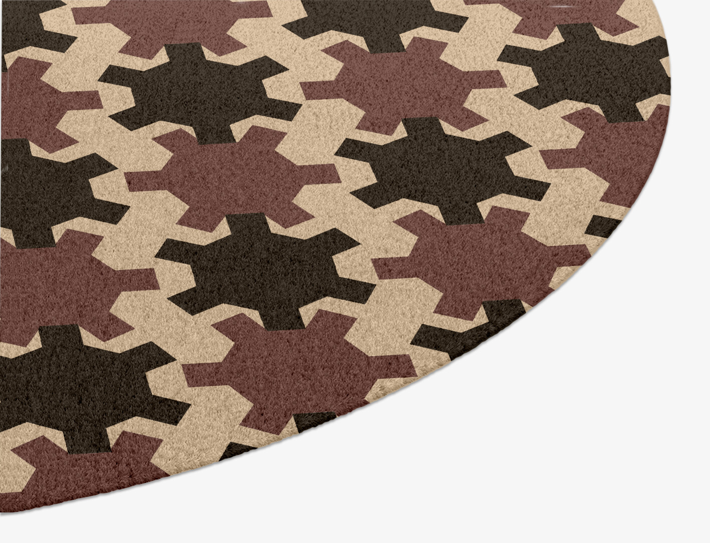 Gears Geometric Oval Hand Knotted Tibetan Wool Custom Rug by Rug Artisan