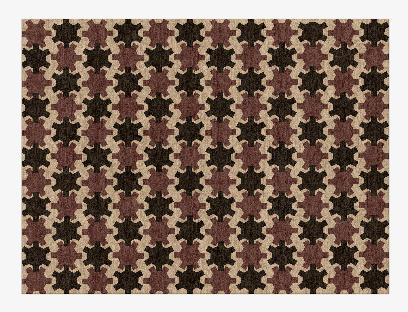 Gears Geometric Rectangle Hand Knotted Tibetan Wool Custom Rug by Rug Artisan