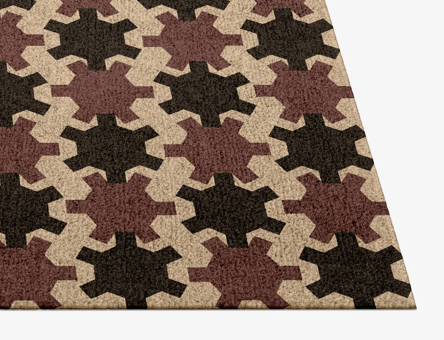 Gears Geometric Rectangle Hand Knotted Tibetan Wool Custom Rug by Rug Artisan