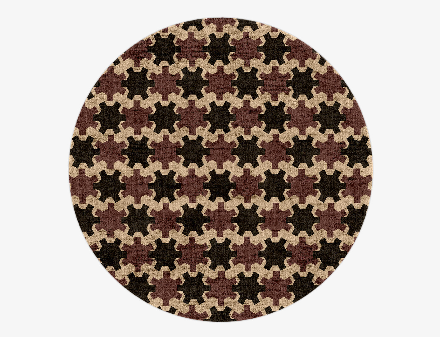 Gears Geometric Round Hand Knotted Bamboo Silk Custom Rug by Rug Artisan
