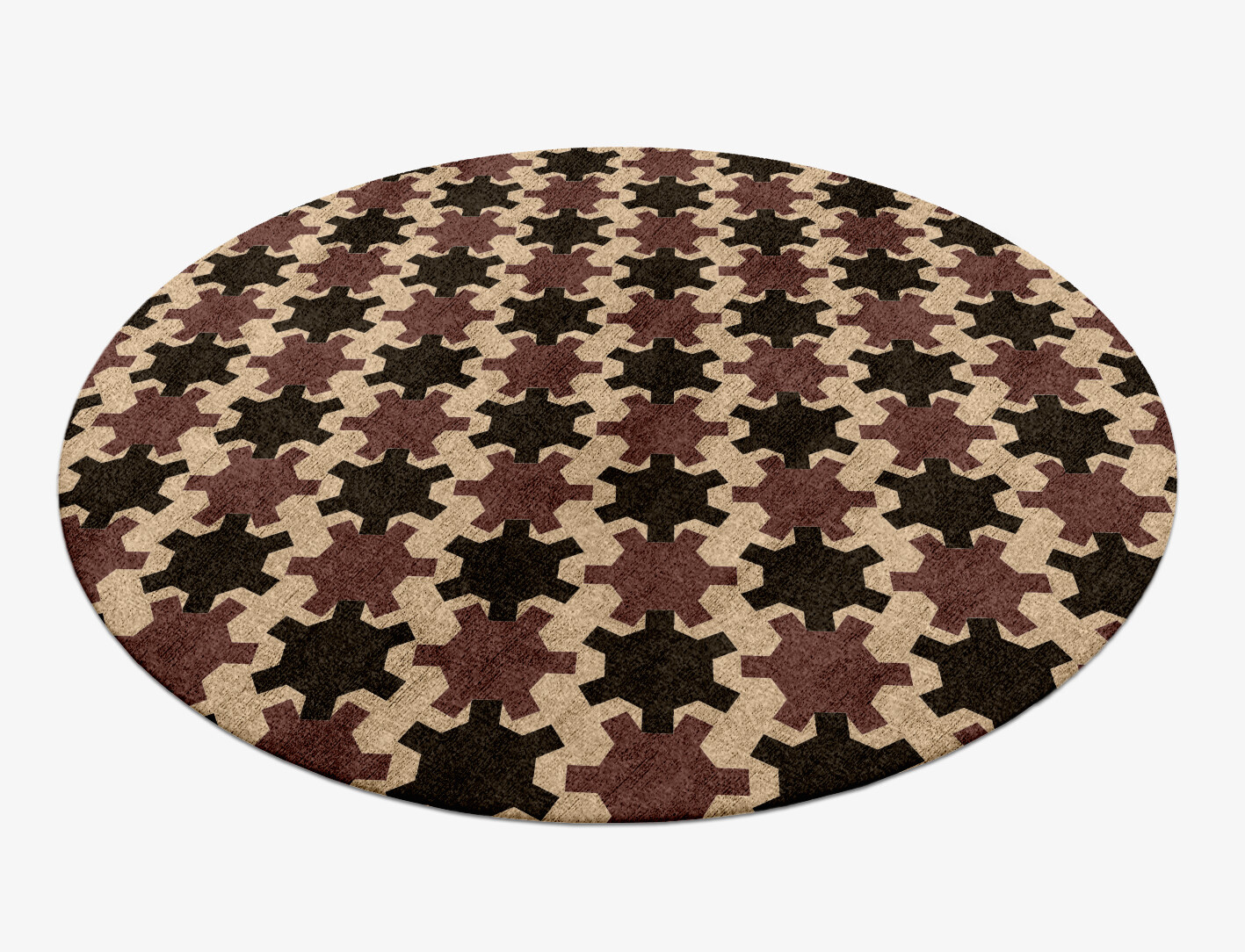Gears Geometric Round Hand Knotted Bamboo Silk Custom Rug by Rug Artisan