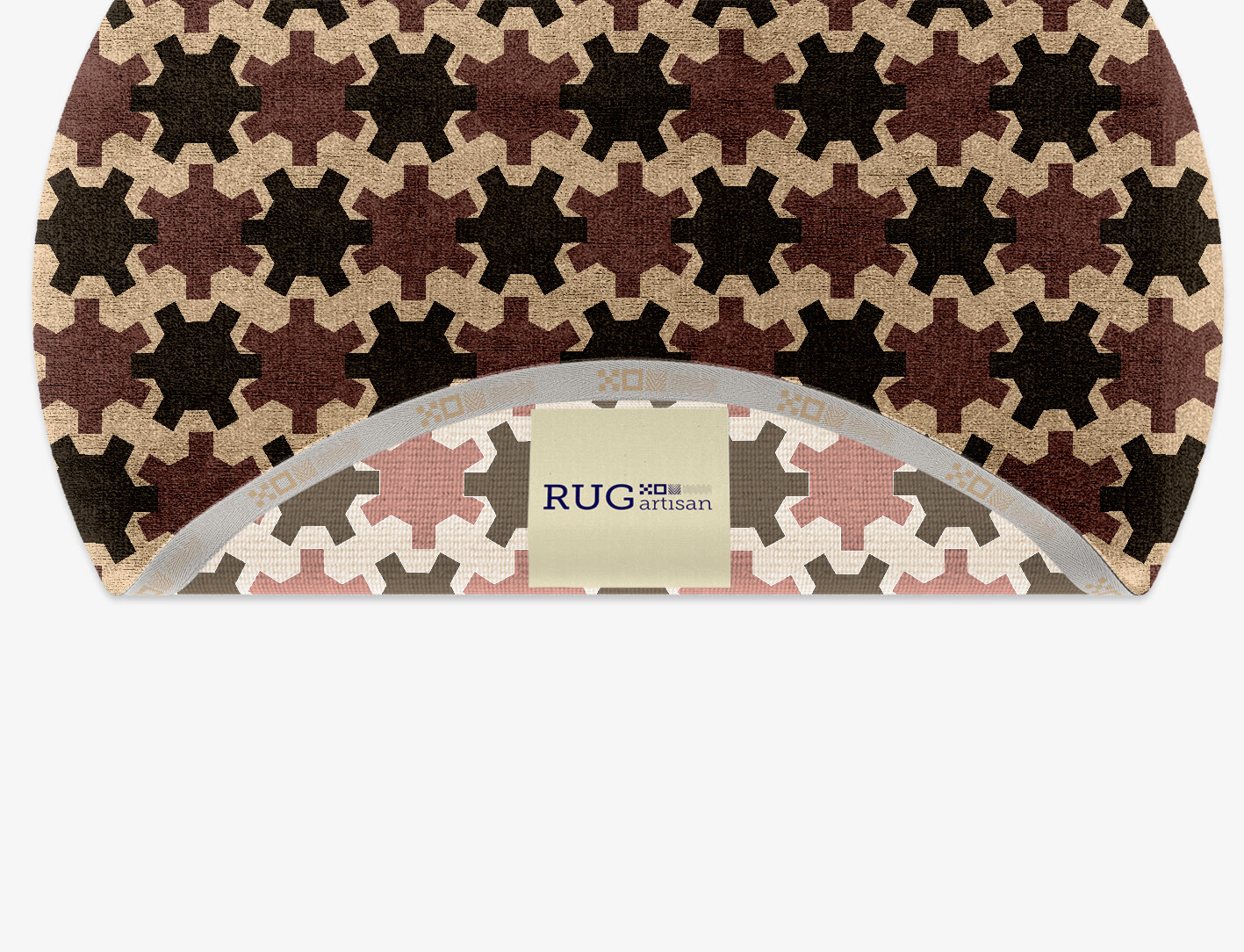 Gears Geometric Round Hand Knotted Bamboo Silk Custom Rug by Rug Artisan