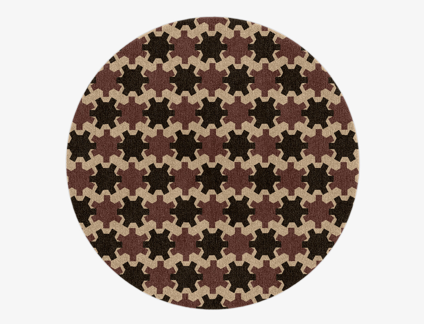 Gears Geometric Round Hand Knotted Tibetan Wool Custom Rug by Rug Artisan