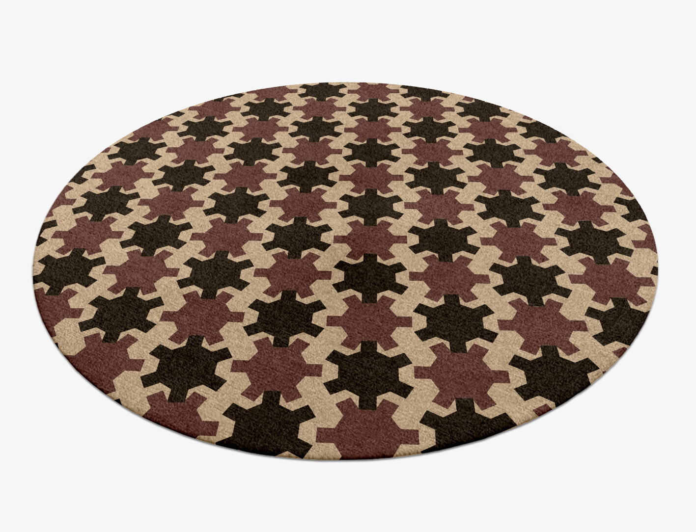 Gears Geometric Round Hand Knotted Tibetan Wool Custom Rug by Rug Artisan