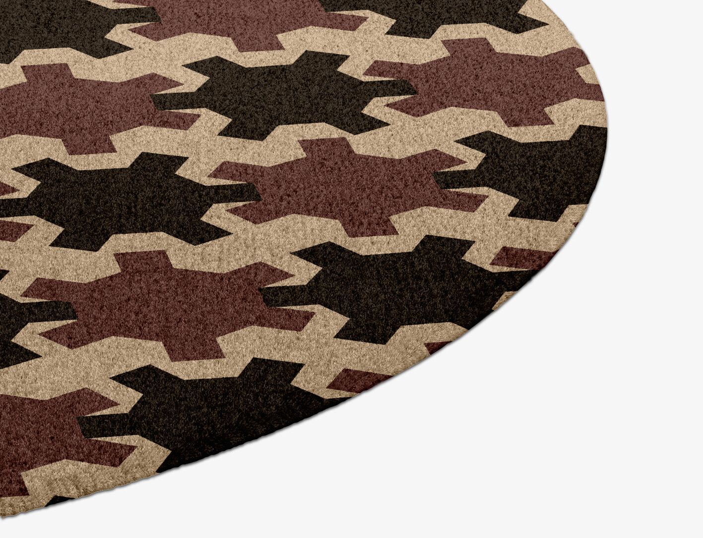 Gears Geometric Round Hand Knotted Tibetan Wool Custom Rug by Rug Artisan