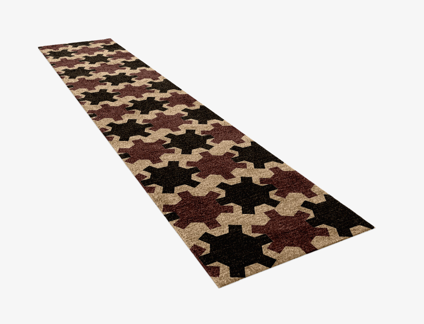 Gears Geometric Runner Hand Knotted Bamboo Silk Custom Rug by Rug Artisan