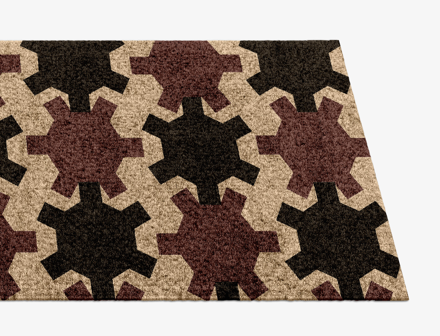 Gears Geometric Runner Hand Knotted Bamboo Silk Custom Rug by Rug Artisan