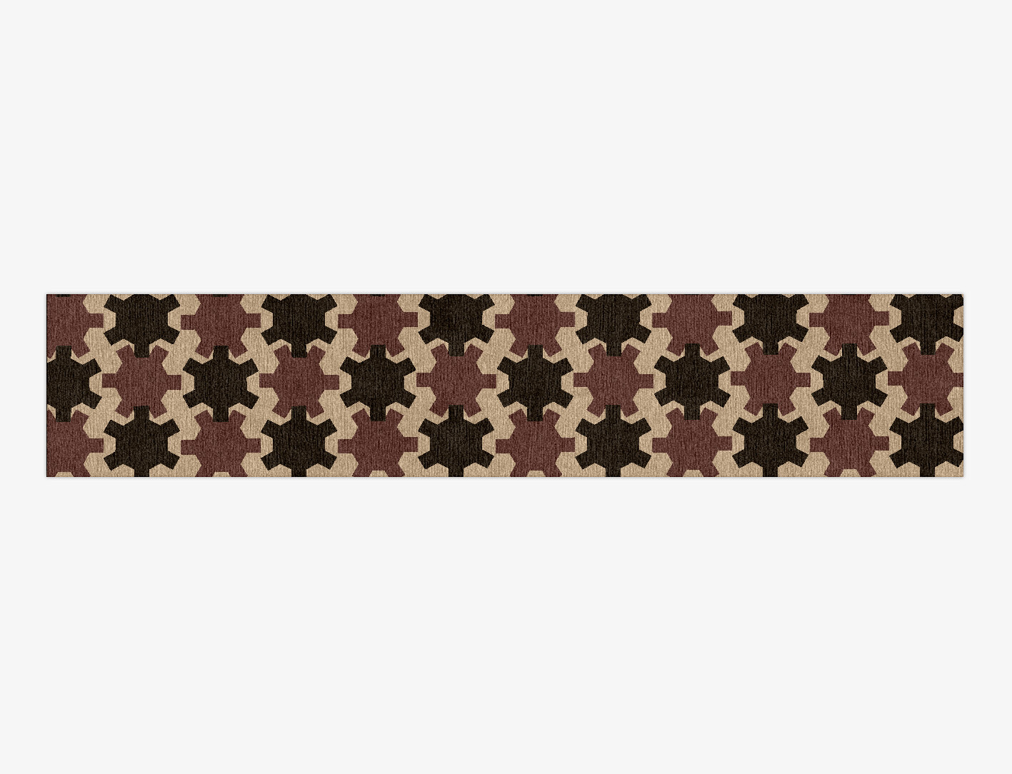 Gears Geometric Runner Hand Knotted Tibetan Wool Custom Rug by Rug Artisan