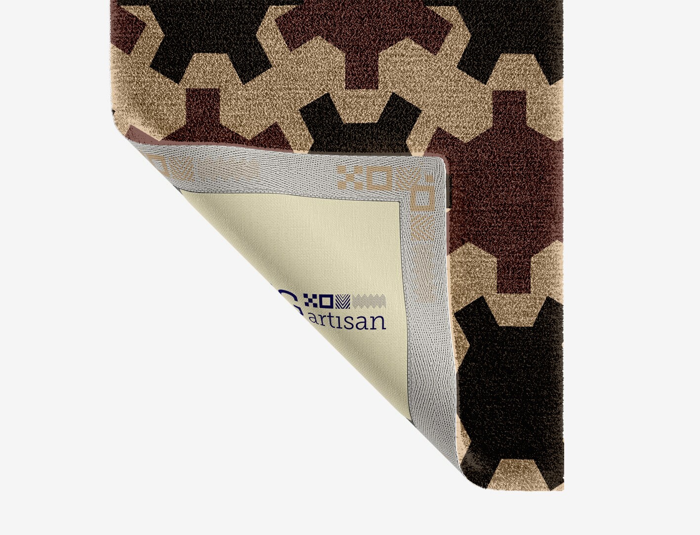 Gears Geometric Runner Hand Knotted Tibetan Wool Custom Rug by Rug Artisan