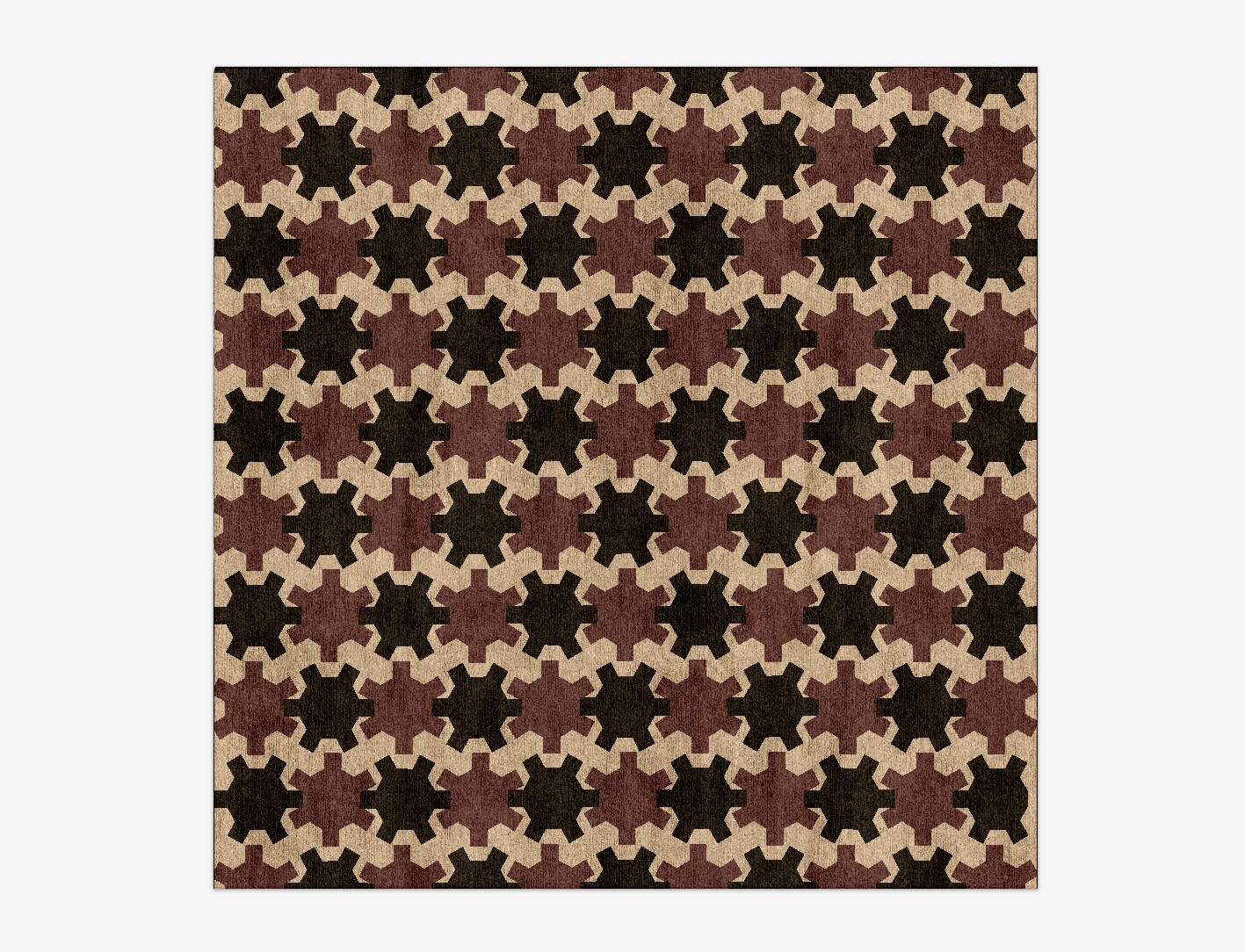 Gears Geometric Square Hand Knotted Bamboo Silk Custom Rug by Rug Artisan