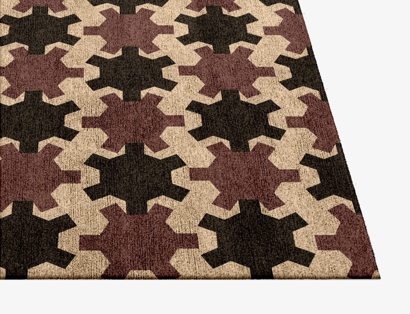 Gears Geometric Square Hand Knotted Bamboo Silk Custom Rug by Rug Artisan