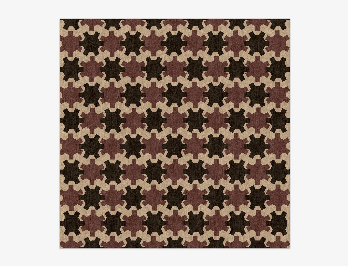 Gears Geometric Square Hand Knotted Tibetan Wool Custom Rug by Rug Artisan