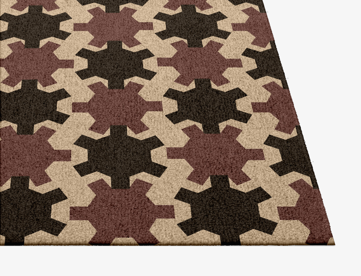Gears Geometric Square Hand Knotted Tibetan Wool Custom Rug by Rug Artisan