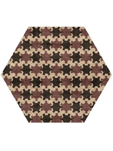 Gears Geometric Hexagon Hand Tufted Bamboo Silk Custom Rug by Rug Artisan
