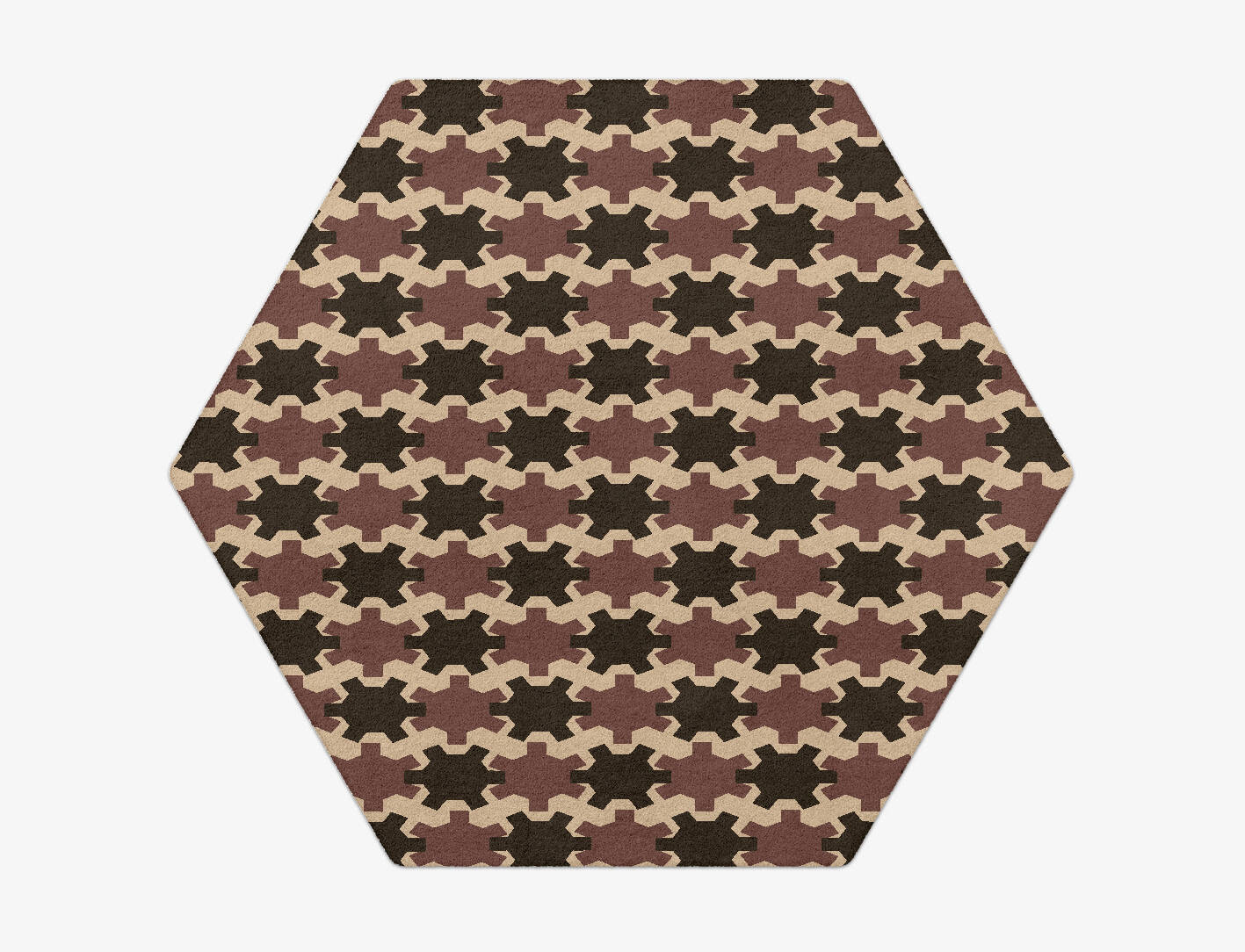 Gears Geometric Hexagon Hand Tufted Pure Wool Custom Rug by Rug Artisan
