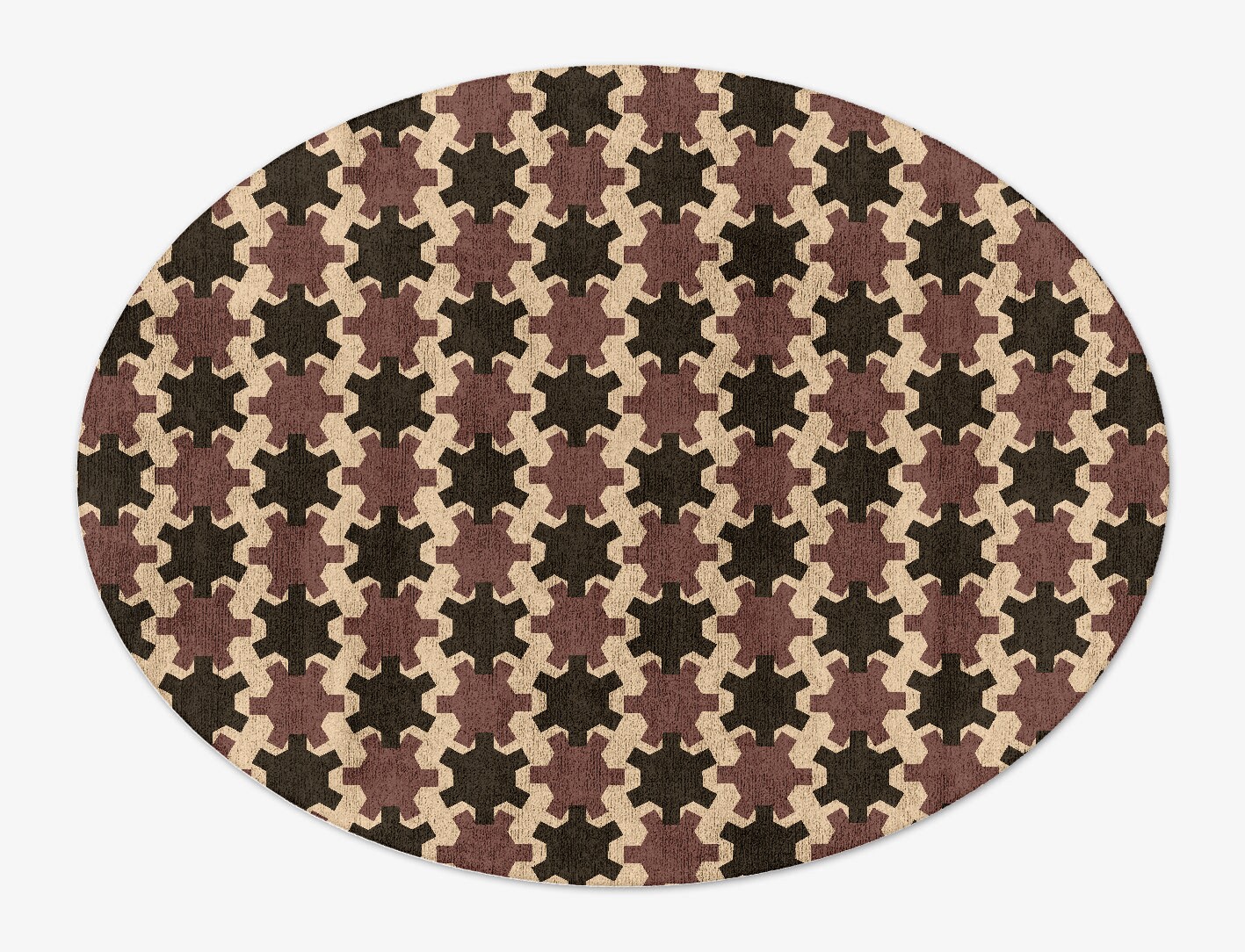 Gears Geometric Oval Hand Tufted Bamboo Silk Custom Rug by Rug Artisan