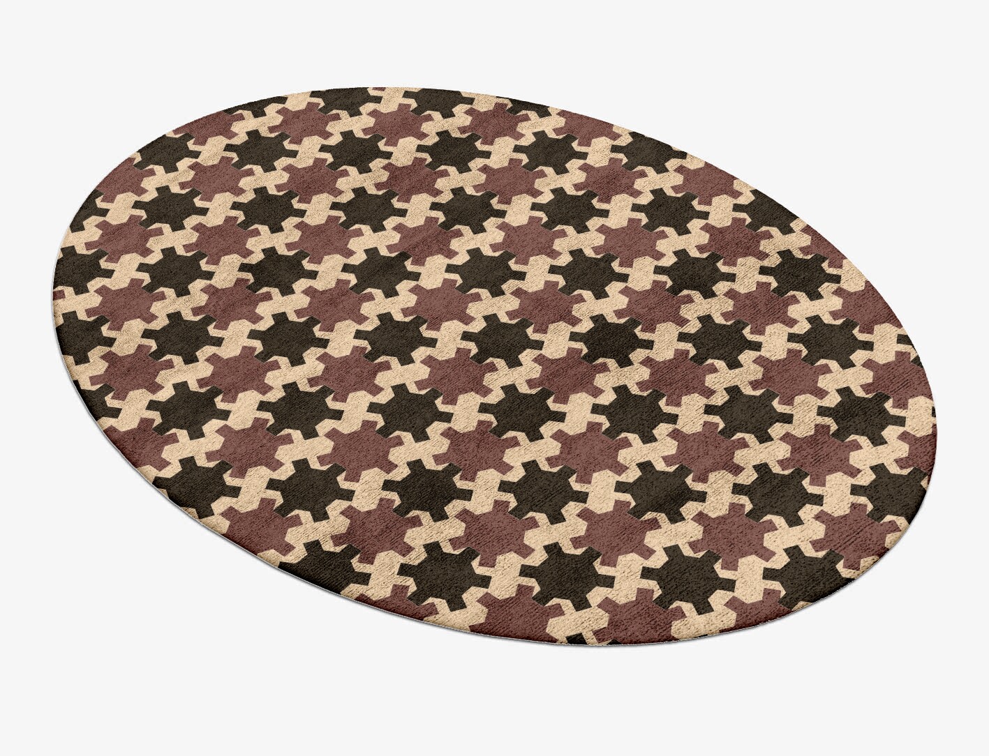 Gears Geometric Oval Hand Tufted Bamboo Silk Custom Rug by Rug Artisan