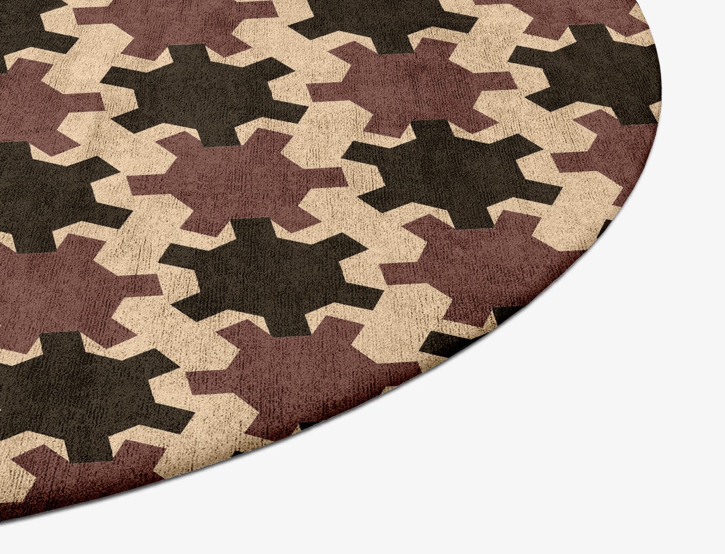 Gears Geometric Oval Hand Tufted Bamboo Silk Custom Rug by Rug Artisan