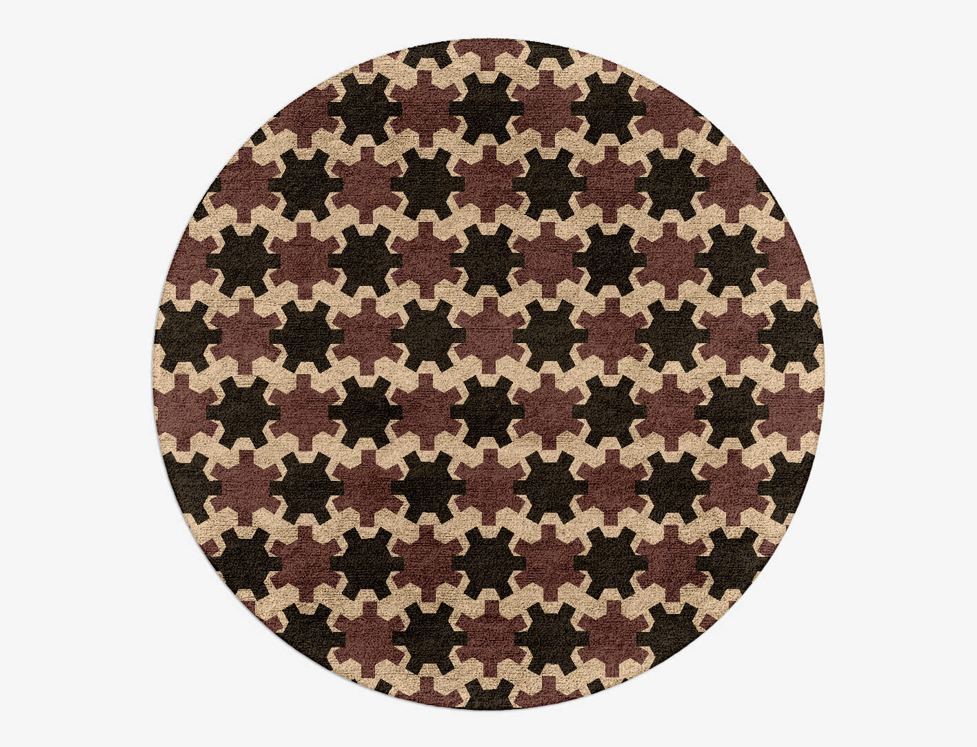 Gears Geometric Round Hand Tufted Bamboo Silk Custom Rug by Rug Artisan